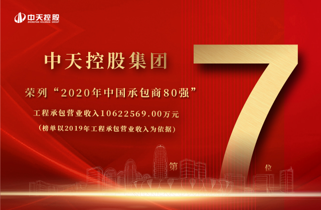 中天控股集團(tuán)榮列“2020年中國(guó)承包商80強(qiáng)”第七位！